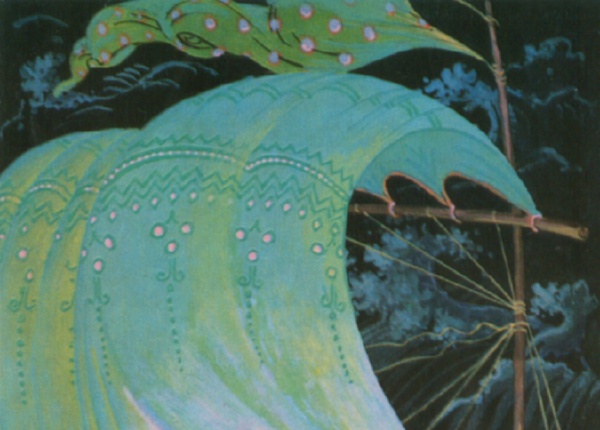 Садко – герой новгородских былин. Источник изображения: Садко: комплект из 16 открыток / художник В. Фокеев [Мстера]. – М.: Изобразительное искусство, 1980.